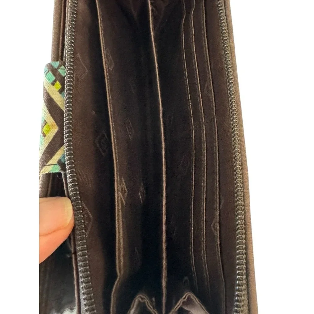 Vera Bradley Rain Forest RFID Turn Lock Wallet Quilted Zip Around - Picture 4 of 5
